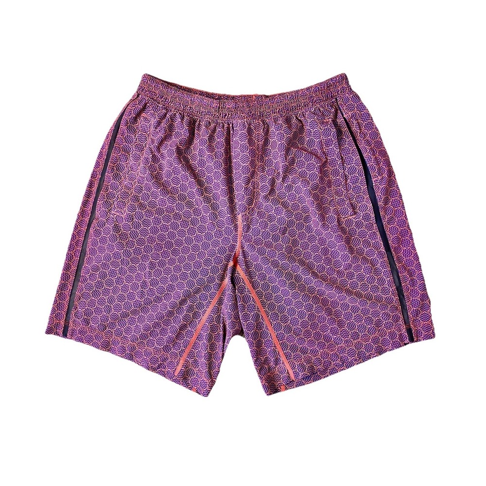 Lululemon Men Large Lined 9" Pace Breaker Running Shorts Geometric Print Pockets